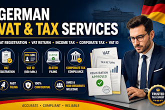 handle german vat registration, vat return, income tax and corporate tax