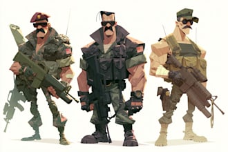 draw 2d game art military character design