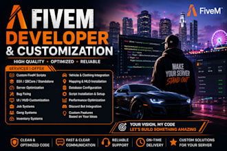 create a custom fivem server for esx qbcore and be your developer