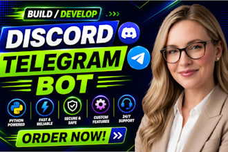 do custom discord bot telegram bot ai chatbot development with python automation