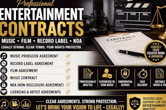 draft entertainment contracts, music producer agreements, nda, record label