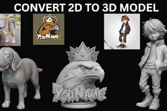 convert 2d image, logo, character to 3d model stl obj, 3mf for 3d printing
