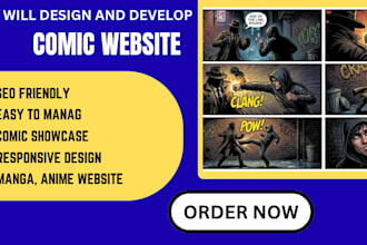 design or redesign comics website, comic illustration website, anime webs