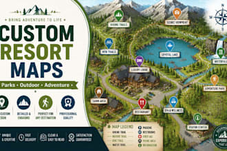 design custom resort maps, park maps, outdoor maps, and adventure maps