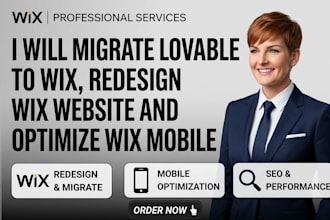 migrate lovable to wix, redesign wix website and optimize wix mobile