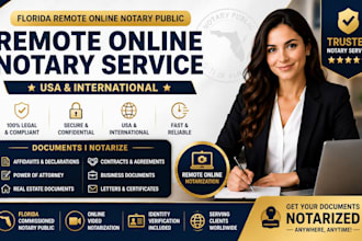 notarize document as a florida remote online notary public USA and international