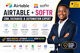 build airtable CRM, database, softr client portal, dashboards and automation