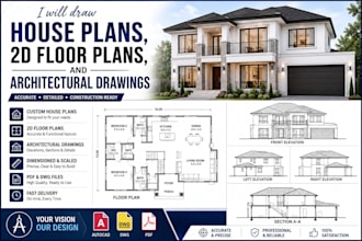 draw house plans, 2d floor plans, and architectural drawings