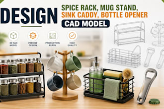 design spice rack mug stand sink caddy bottle opener cad model