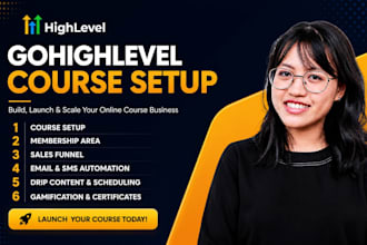 setup gohighlevel course, membership funnel and sales funnel