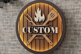 do restaurant, fastfood, BBQ, food truck and 3d food logo design