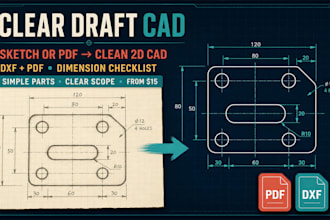 redraw your dimensioned sketch or PDF into clean dxf and PDF