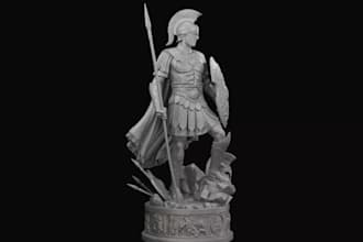 rig to pose 3d warrior figurine,nomad sculpt,statue,custom headbust,abstract art