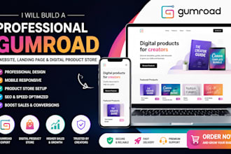 build a professional gumroad website landing page and digital product store