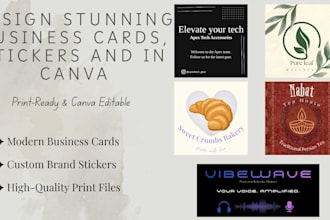 design stunning business cards, stickers and in canva