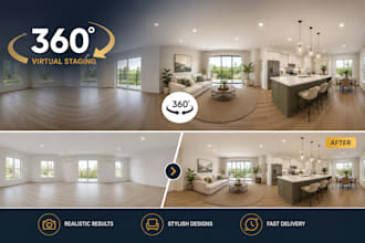 create realistic virtual staging still image and  360 image for real estate
