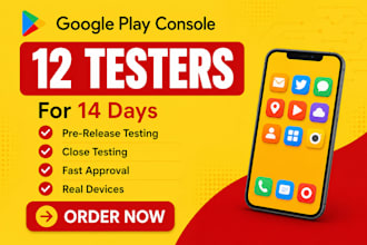provide 12 testers user testers