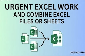 do urgent excel work and combine excel files or sheets