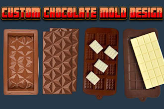 custom chocolate mold cad design, candy mold, silicone mold for 3d printing