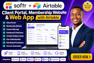build a softr client portal, membership website and web app with airtable