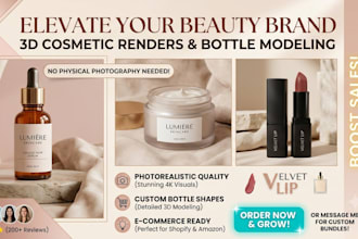 do 3d cosmetic product rendering and 3d bottle modeling