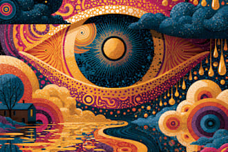 create colorful psychedelic and trippy style illustration