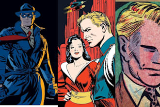 illustrate retro 2d comic pages panels vintage comic book design comic character