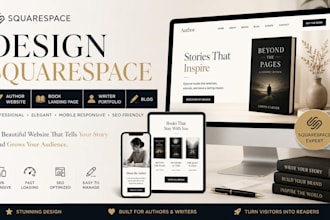 design squarespace author website book landing page writer portfolio blog