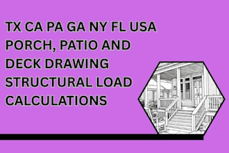 tx ca pa ga ny fl usa porch, patio and deck drawing structural engineering plan