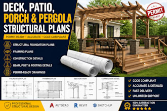 design deck, patio, porch and pergola structural plans for permit