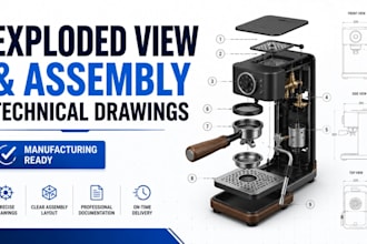 create exploded view, assembly and technical drawings for products