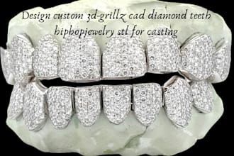 design custom grillz cad diamond teeth hip hop jewelry stl for casting