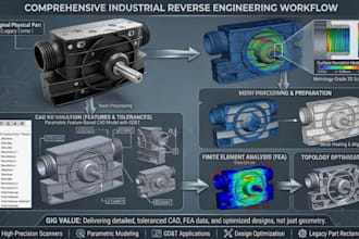 do 3d reverse engineering, cad modelling, photo to cad, stl to step, scan to cad