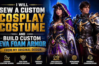 sew a custom cosplay costume and build custom eva foam armor from my original