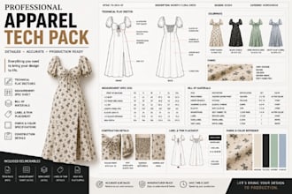 create clothing tech pack, fashion tech pack for your company  or apparel brand