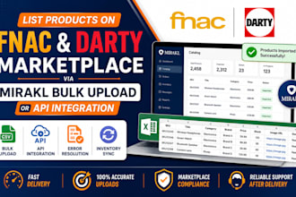 list products on fnac and darty marketplace via mirakl bulk upload or API