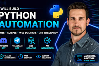 build python automation, discord bot, telegram bot, web scraper, API integration