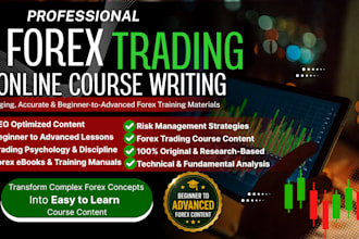 create trading course curriculum and ebook content on forex, day, future trading