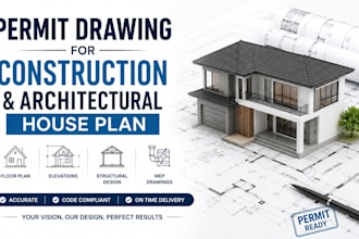design permit drawing for construction and architectural house plan