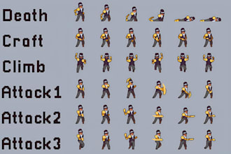 create custom pixel art sprite sheets with walking, running, and idle animations