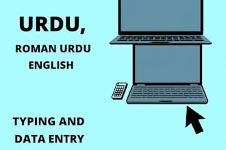 do fast urdu, roman urdu and english typing and data entry