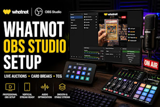 setup obs studio for whatnot tcg live auctions, and card breaks