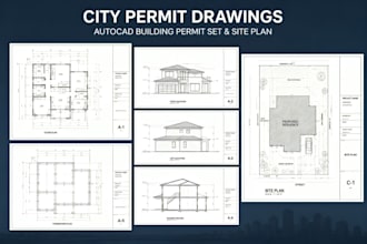 create city permit drawings, autocad building permit set and site plan
