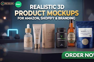 create realistic 3d product packaging and bottle mockups