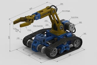 do 3d cad modeling and robotics design for robot chassis builders on solidworks