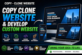 copy clone website and develop custom website