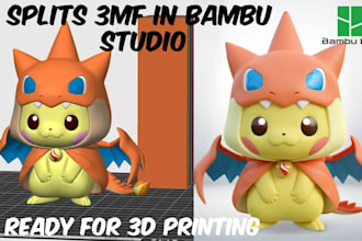 add color to 3d model, stl to 3mf split multi color 2d to 3d print