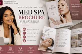 design medical spa skincare cosmetic clinic brochure booklet,  in indesign