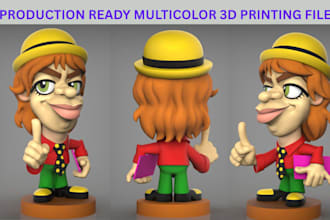 color 3d model stl file for printable multicolor 3mf splited 2d to 3d printing