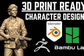 create high quality 3d model sculpt printable character in zbrush blender